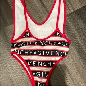 Givenchy Red and White One Piece Swimsuit